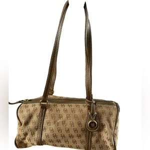 Dooney & Bourke Barrel Bag Canvas Signature Monogram Pre-owned Brown Handbag